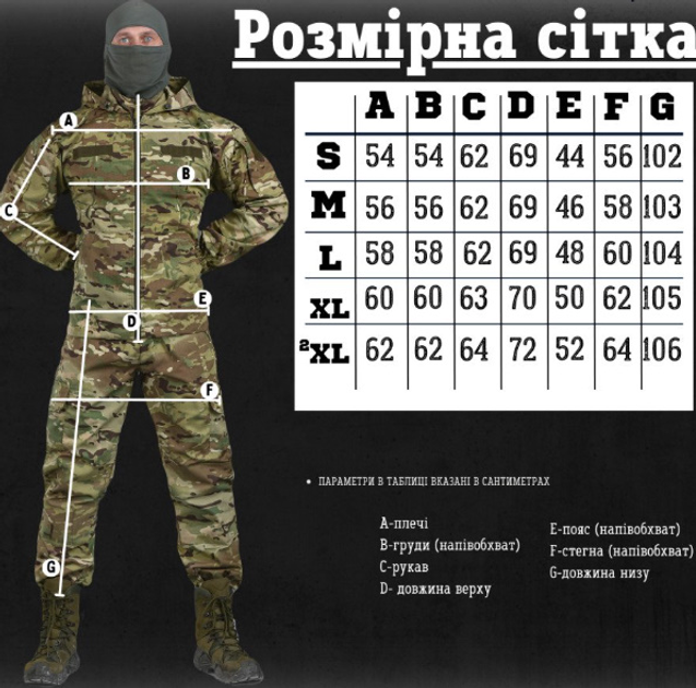 Мужская форма куртка + брюки "7.62 Tactical axiles" Rip-Stop мультикам размер M - изображение 2
