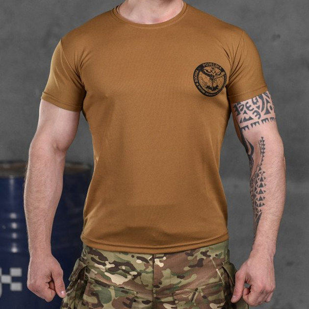 Чоловіча футболка потовідвід Bayraktar Coolmax з принтом "Розвідка" койот розмір M - зображення 1