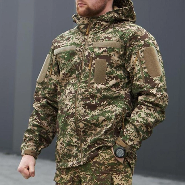 Демисезонная мужская Куртка "AK Military" SoftShell варан размер 2XL - изображение 1