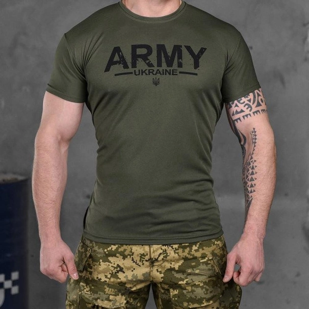 Мужская потоотводящая футболка Army Coolmax олива размер L - изображение 1