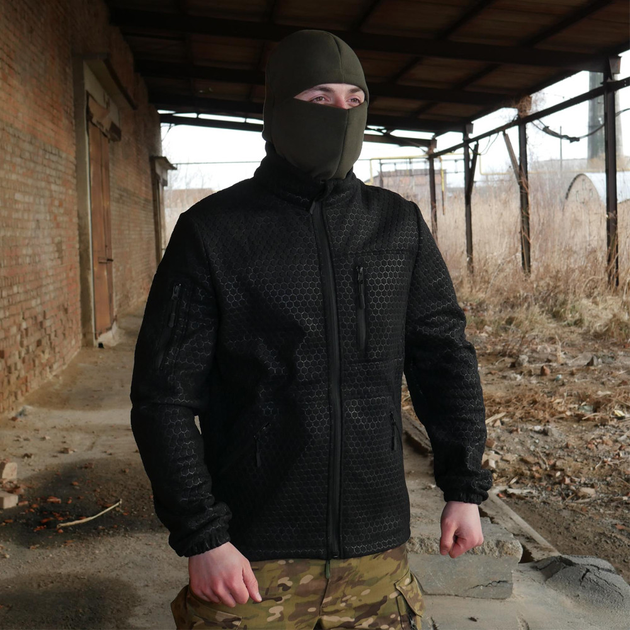 Чоловіча флісова кофта Militex Windblock Tactical з водовідштовхувальними властивостями чорна розмір S - зображення 2