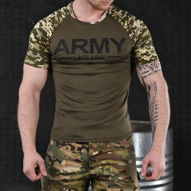 Потоотводящая мужская футболка Odin coolmax с принтом "Army two" олива пиксель размер L - изображение 1
