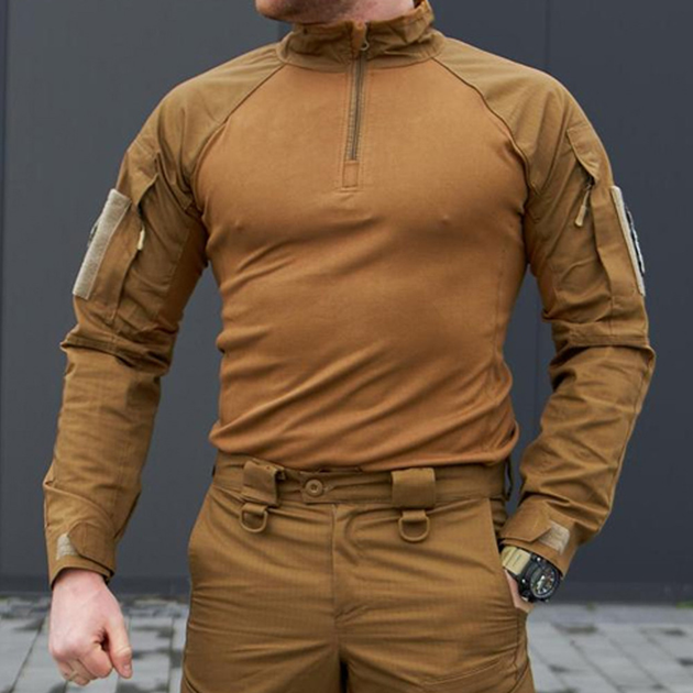 Чоловічий убакс Military ріп-стоп з липучками під шеврони койот розмір L - зображення 1