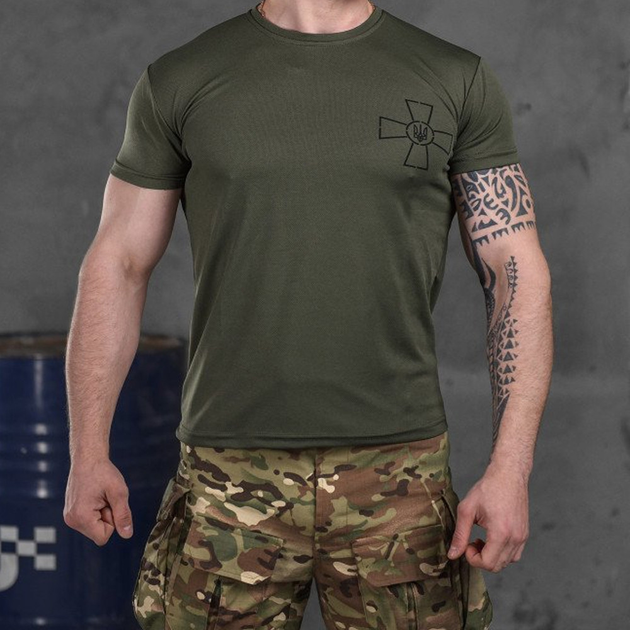 Потоотводящая мужская футболка Coolmax олива размер M - изображение 1