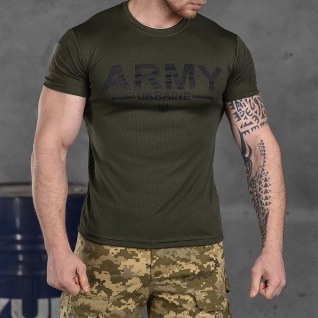 Мужская футболка "Army" CoolPass с сетчатыми вставками олива размер M - изображение 1