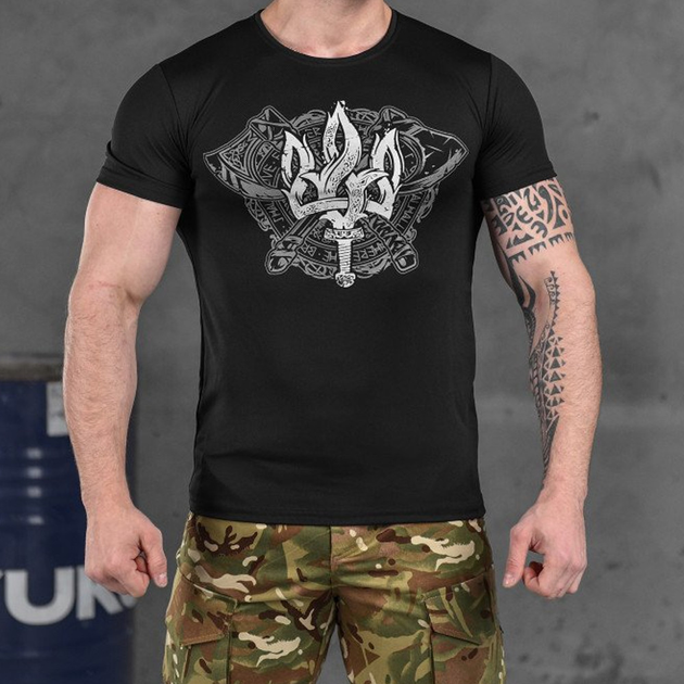 Потоотводящая мужская футболка Odin Coolmax с принтом "Coat of arms" черная размер M - изображение 1