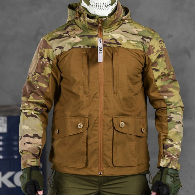 Чоловіча куртка демісезонна ріп-стоп "7.62 tactical combo" зі знімним капюшоном мультикам койот розмір S - зображення 1