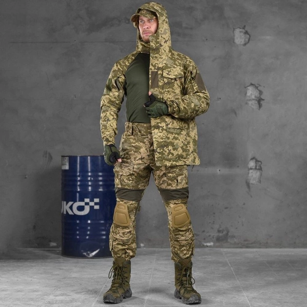 Чоловічий демісезонний костюм "OMUT" 4в1 куртка + убакс + штани + кепка піксель розмір XL - зображення 1