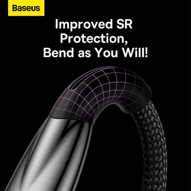 Кабель USB на Type-C Baseus Glimmer 100W (2 метри, з підсвічуванням, передача даних, швидка зарядка) - Чорний - зображення 7