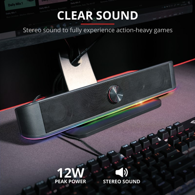 Акустическая система Trust GXT 619 Thorne RGB Illuminated Soundbar (24007) - изображение 3