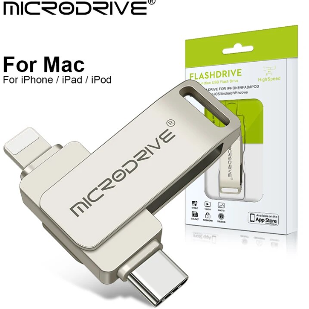 Флешка металлическая 2в1 256ГБ Type-C-Lightning для Apple iPhone, iPad, компьютера MICRODRIVE A3 256GB Серебро - Фото 1 Флешка металлическая 2в1 256ГБ Type-C-Lightning для Apple iPhone, iPad, компьютера MICRODRIVE A3 256GB Серебро - изображение 1