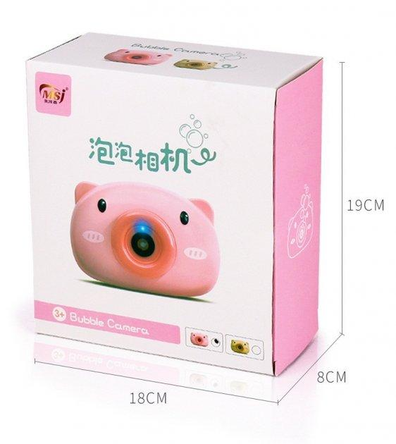 Фотоаппарат генератор для мыльных пузырей Bubble Camera Свинка на шнурке, розовый (UUU-876) - изображение 6
