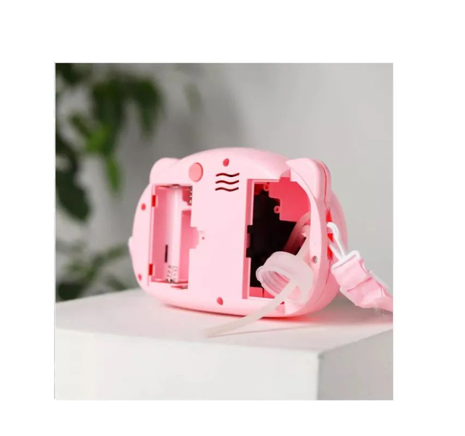 Фотоаппарат генератор для мыльных пузырей Bubble Camera Свинка на шнурке, розовый (UUU-876) - изображение 9