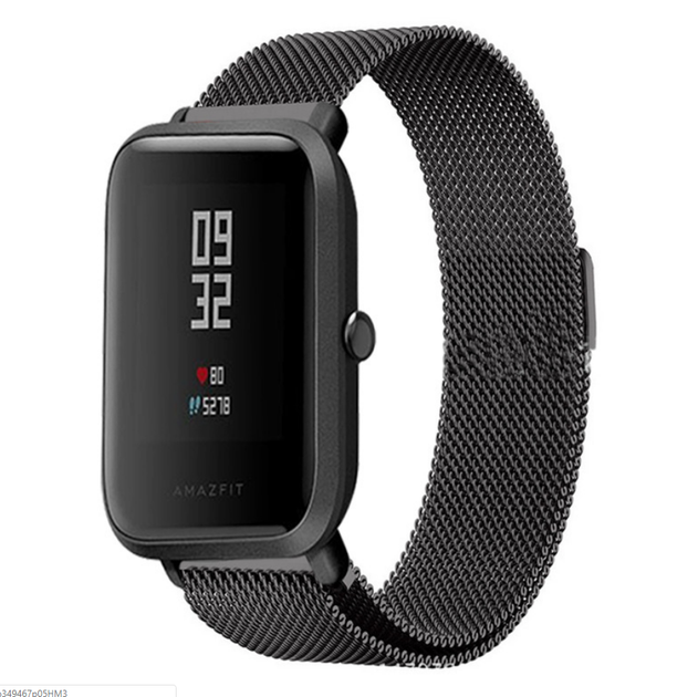 Металлический ремешок Milanese Xiaomi Amazfit Bip / Lite / 20 мм миланская петля Черный 1901P - Фото 2 Металлический ремешок Milanese Xiaomi Amazfit Bip / Lite / 20 мм миланская петля Черный 1901P - изображение 2