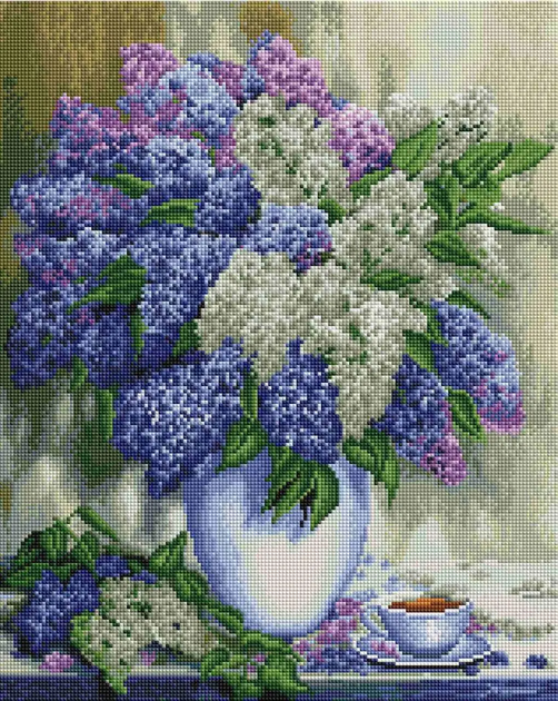 Алмазна мозаїка Букет бузку 40х50 см ColorArt SP075 - Фото 2 Алмазна мозаїка Букет бузку 40х50 см ColorArt SP075 - зображення 2
