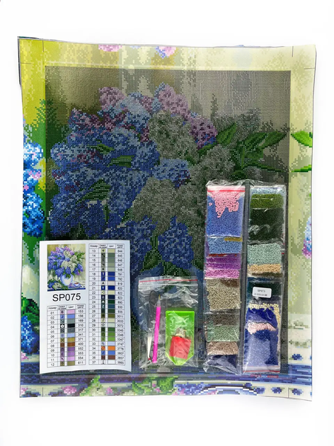 Алмазна мозаїка Букет бузку 40х50 см ColorArt SP075 - Фото 3 Алмазна мозаїка Букет бузку 40х50 см ColorArt SP075 - зображення 3