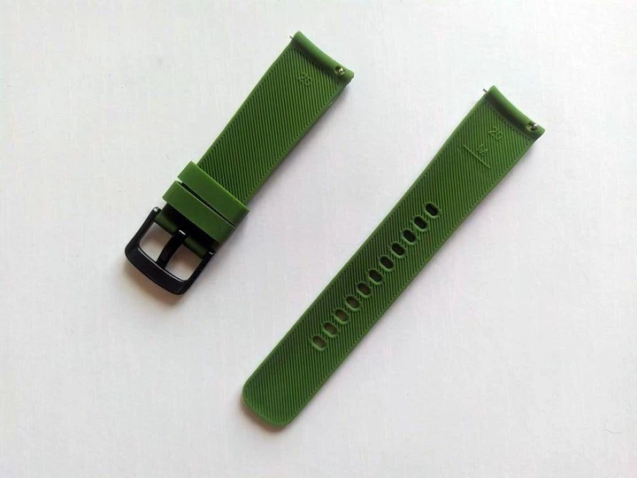 Силиконовый ремешок Half Strips 20 мм для Amazfit Bip Lite S U/ GTS 2 3 4 Mini / GTR (42 mm) / 2, Samsung Galaxy Watch / Active 2 (40 mm) / Gear S4 (42 mm), Huawei GT2 (42 mm) рифленый Хаки 2100P - изображение 3