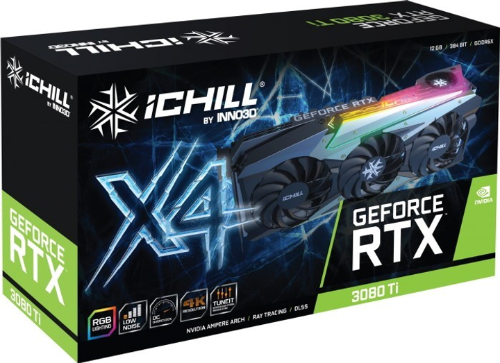 Відеокарта INNO3D PCI-Ex GeForce RTX 3080 Ti iCHILL X4 12GB GDDR6X (384bit) (1710/19000) (HDMI, 3 x DisplayPort) (C308T4-126XX-1810VA3) - зображення 2