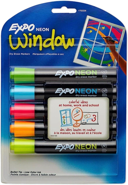 Набор маркеров для досок сухого стирания и стекла EXPO Neon Dry Erase Markers Цветные Неон 5 шт. (1752226) - Фото 2 Набор маркеров для досок сухого стирания и стекла EXPO Neon Dry Erase Markers Цветные Неон 5 шт. (1752226) - изображение 2