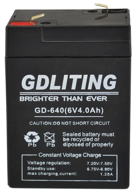 Аккумулятор для торговых весов фонарей светильников 6V 4A GDLITE GD-640 - Фото 2 Аккумулятор для торговых весов фонарей светильников 6V 4A GDLITE GD-640 - изображение 2