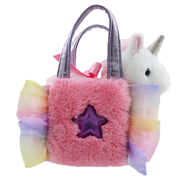 Плюшева іграшка Aurora Fancy Pals Єдиноріг у рожевій сумці 20 см (4894856208804) - зображення 1