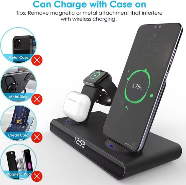 Зарядная док станция беспроводной зарядки 4 в 1 Wireless Charger Watch ...