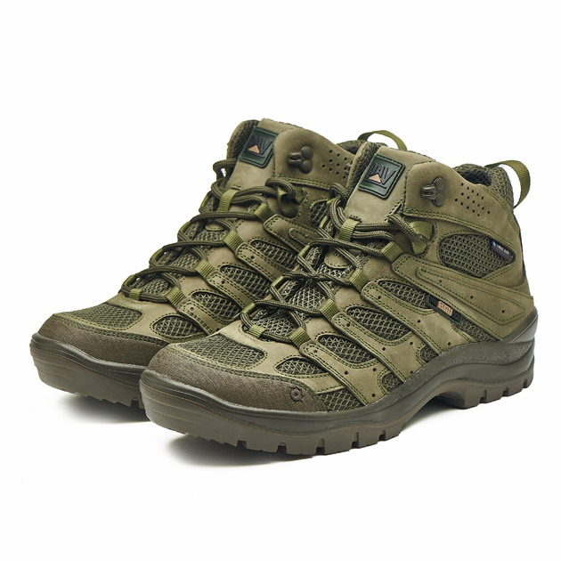 Берці літні тактичні черевики PAV 507 олива хакі шкіряні сітка Fee Air 42 - зображення 1
