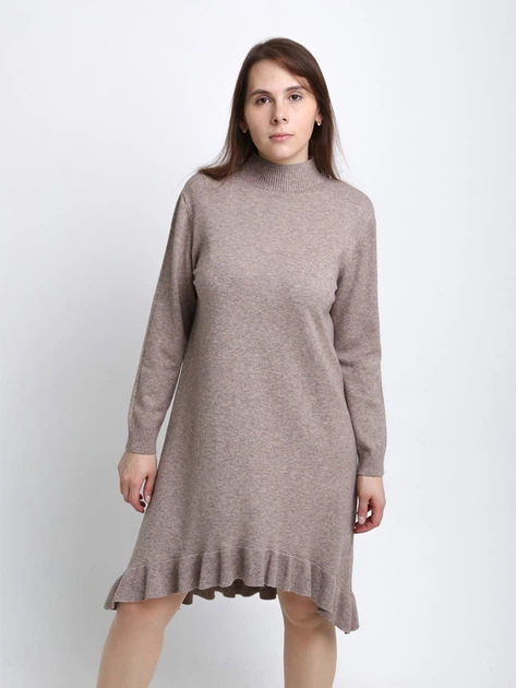 Сукня жіноча бежеве комір стійка 8043-1 ONE SIZE - зображення 6