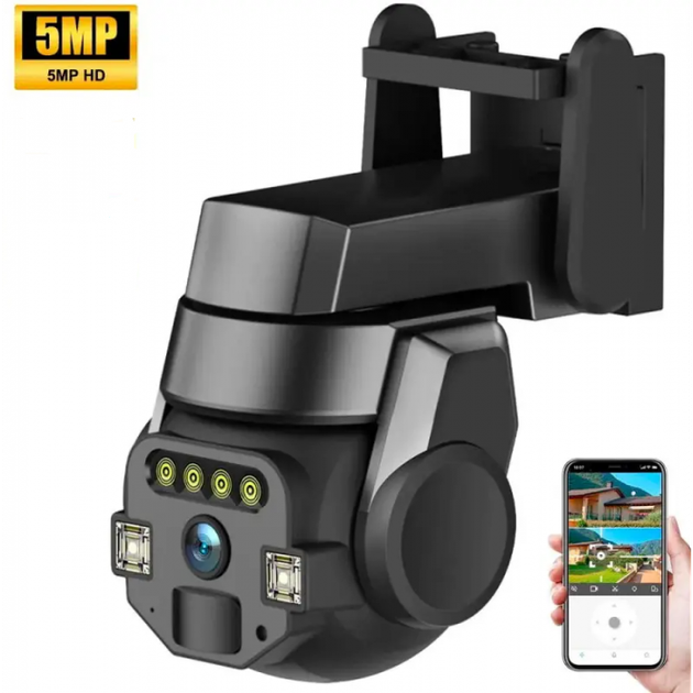 Камера наружная поворотная уличная WIFI OUTDOOR Q-812 FULL-HD 5Mp Черная - Фото 2 Камера наружная поворотная уличная WIFI OUTDOOR Q-812 FULL-HD 5Mp Черная - изображение 2