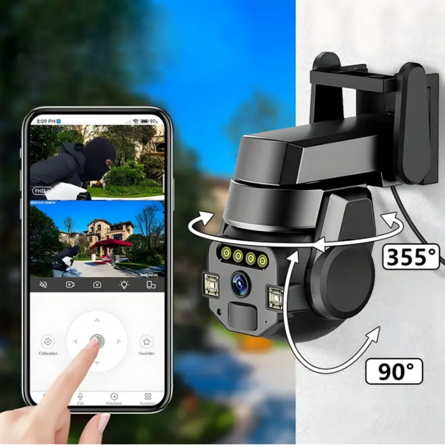 Камера наружная поворотная уличная WIFI OUTDOOR Q-812 FULL-HD 5Mp Черная - Фото 4 Камера наружная поворотная уличная WIFI OUTDOOR Q-812 FULL-HD 5Mp Черная - изображение 4