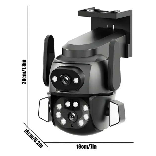Камера наружная поворотная уличная двойная WIFI DOUL CAM Q-821 FULL-HD 4Mp Ночная сьемка Черная - Фото 7 Камера наружная поворотная уличная двойная WIFI DOUL CAM Q-821 FULL-HD 4Mp Ночная сьемка Черная - изображение 7