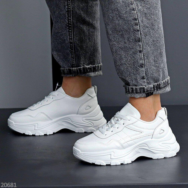 Женские кроссовки Fashion 41р (25.5 см) белые кожаные (20681-41) от ...