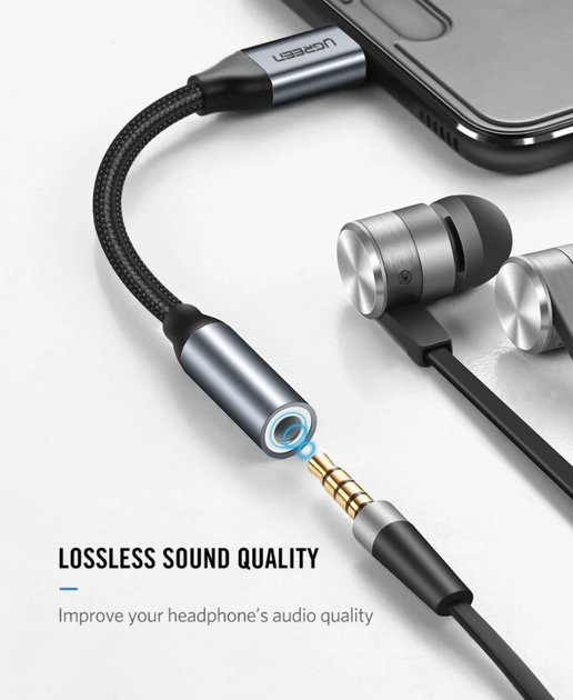 Переходник Ugreen AV142 кабель Type-C - 3.5 mm для наушников 10CM - изображение 2