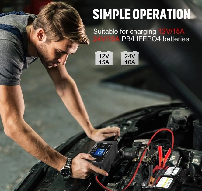 Автомобильное зарядное устройство P15 Свинцово-кислотные аккумуляторы 12V/15A и 24V/10A (P15PO4) - изображение 3