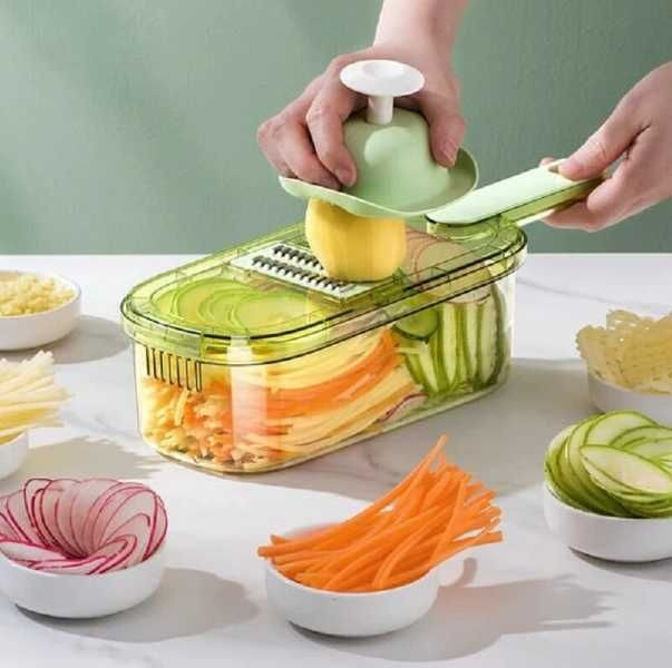Овощерезка слайсер&nbsp;ZHM1009 Multifunctional Vegetable Cutter с контейнером 4 в 1 (ZHM1009) - изображение 6