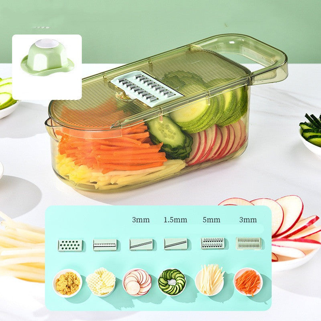 Овощерезка слайсер&nbsp;ZHM1009 Multifunctional Vegetable Cutter с контейнером 4 в 1 (ZHM1009) - изображение 9