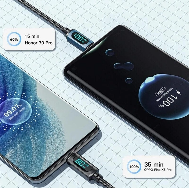 Кабель Essager Enjoy LED Digital Display 7A USB Type-A to USB Type-C 1 м Black (EXCT-XY01-P) - Фото 4 Кабель Essager Enjoy LED Digital Display 7A USB Type-A to USB Type-C 1 м Black (EXCT-XY01-P) - зображення 4