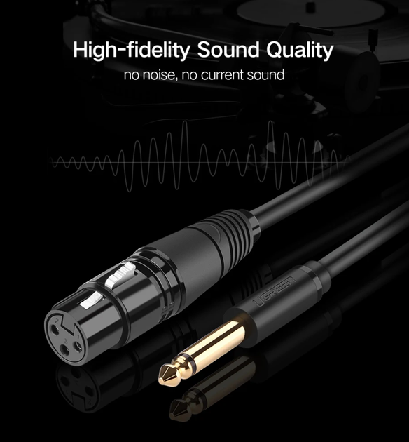 Аудіокабель для мікрофона UGREEN AV131 Jack 6.3 mm to XLR Female AV Cable 3m Black (20720) - зображення 2