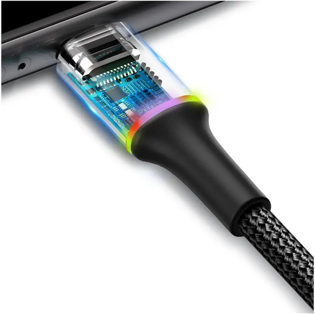 Кабель Baseus Halo data cable USB to USB Type-C 3 A 0.5 м Black (CATGH-A01) - изображение 3