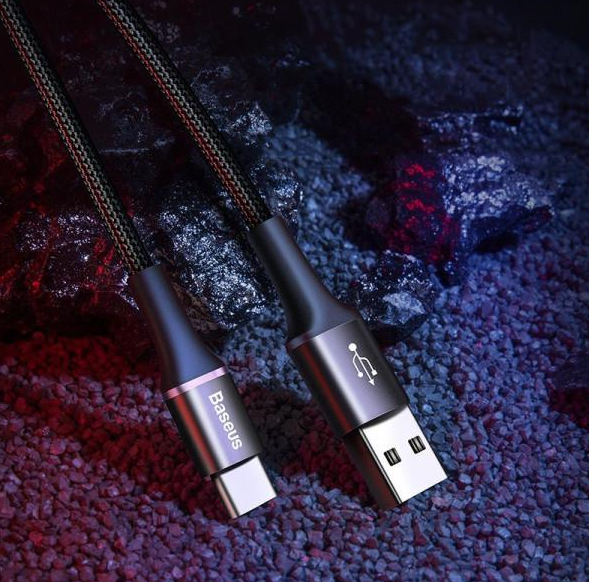 Кабель Baseus Halo data cable USB to USB Type-C 3 A 0.5 м Black (CATGH-A01) - изображение 6