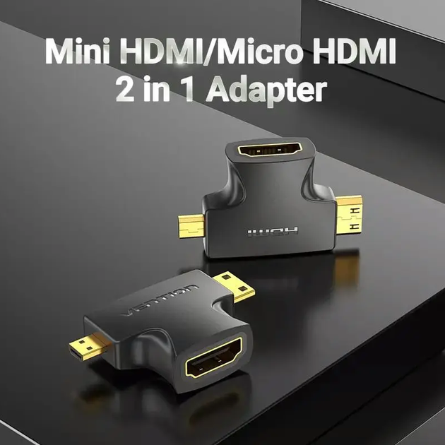 Перехідник Vention Micro HDMI+Mini HDMI to HDMI (female) 1080P/60Hz Чорний AGFB0 - зображення 3