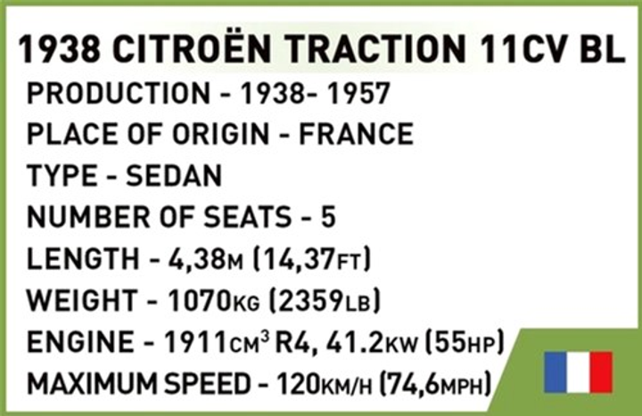 Klocki konstrukcyjne Cobi Historical Collection WWII Citroen Traction 11CV BL 300 elementów (5902251022655) - obraz 3