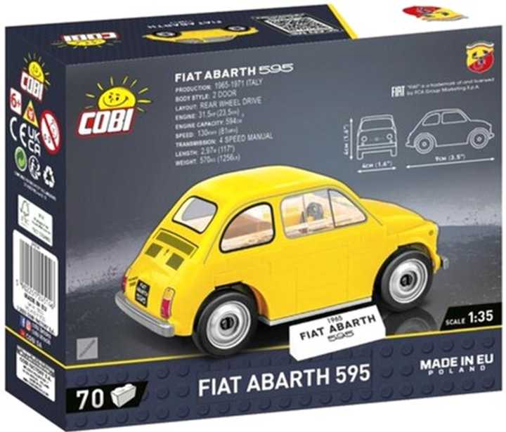 Klocki konstrukcyjne Cobi Youngtimer Fiat Abarth 595 70 elementów (5902251245146) - obraz 4