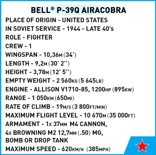 Klocki konstrukcyjne Cobi Historical Collection WWII Bell P-39Q Airacobra 380 elementów (5902251057473) - obraz 4
