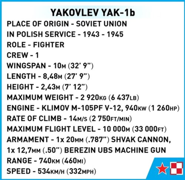Klocki konstrukcyjne Cobi Historical Collection WWII Yakovlev Yak-1B 142 elementy (5902251058630) - obraz 8
