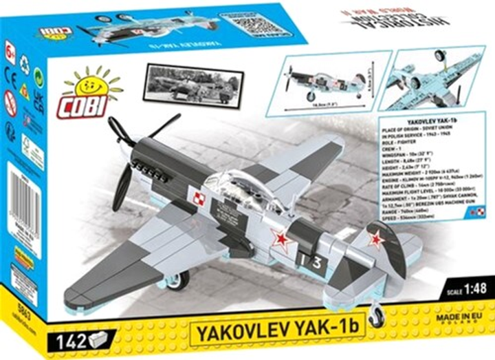 Klocki konstrukcyjne Cobi Historical Collection WWII Yakovlev Yak-1B 142 elementy (5902251058630) - obraz 9