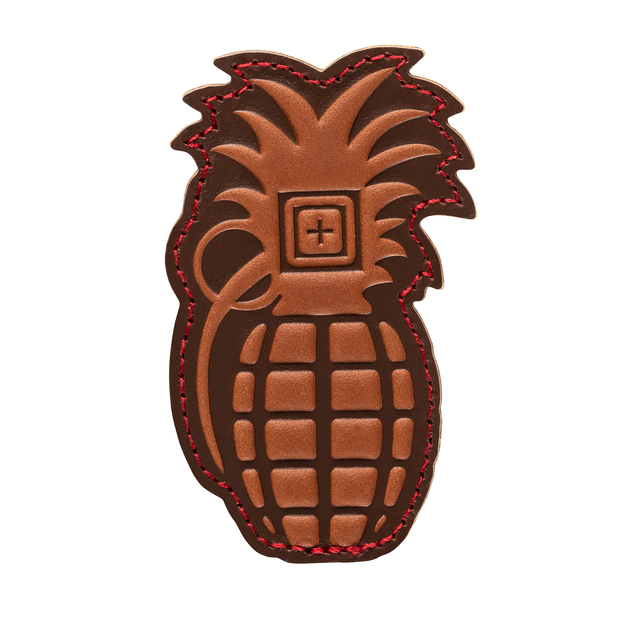 Нашивка 5.11 Tactical Pineapple Grenade Leather Patch Brown - изображение 1