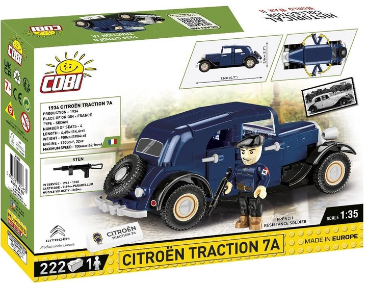 Конструктор Cobi Historical Collection 1934 Citroen Traction 7A 222 елементи (5902251022631) - зображення 2