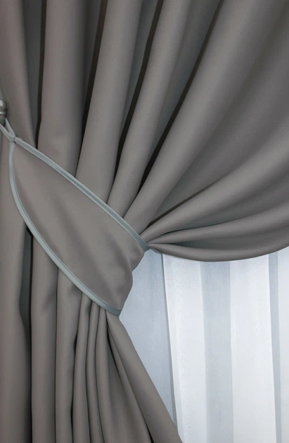 Комплект готовых штор VR-Textil Блэкаут Fusion Dimout № 832ш Серый 100х270 см 2 шт (31-237) - изображение 4