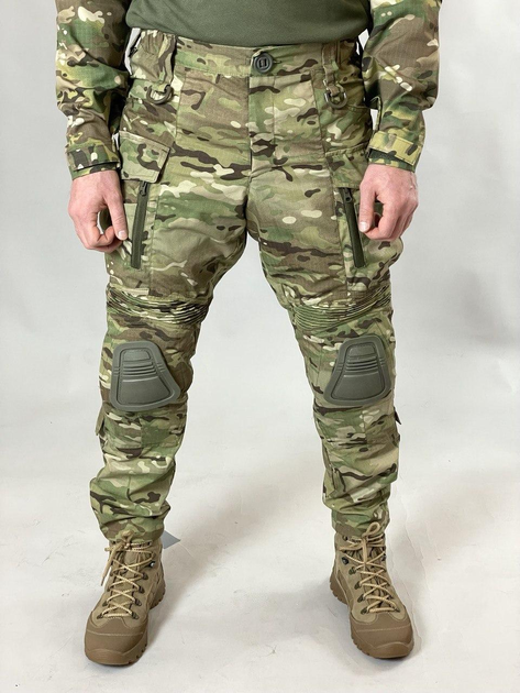 Військові штурмові штани Tactic Ріп-стоп, (тактичні штани з наколінниками) мультикам 48 - зображення 1
